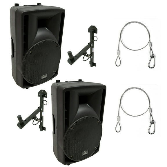 (2) Harmony Audio HA-C10A Pro DJ 10" Powered 400W PA Speaker (2) Wall Mount New