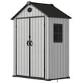 thumbnail image 3 of EHHLY 5.3x3.4 FT Resin Outdoor Storage Shed, 135 Cuft Garden Tool Sheds & Outdoor Storage Plastic Shed with Floor, 7FT Tall Backyard Outside Lawn Mower Storage Shed with Side Window, Cemented Grey, 3 of 9