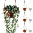 thumbnail image 1 of Cheer.US 3 Pcs Plastic Hanging Flower Plant Pots Chain Basket Planter Holder Round Hanging Fence Railing Wall Planter Plant Container for Outdoor Indoor Plants Home Garden Balcony Decoration, 1 of 7