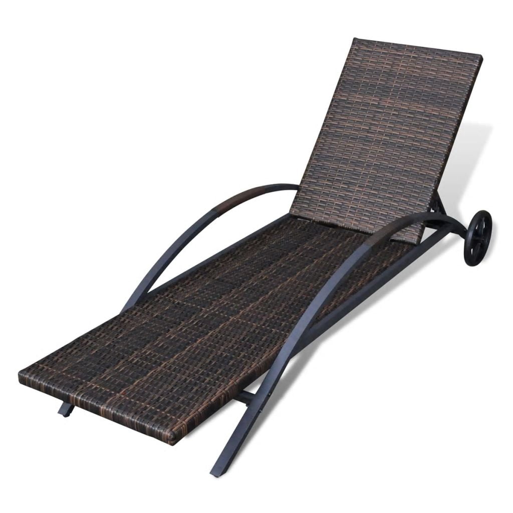 Lowestbest Patio Chaise, Portable Adjustable Backrest Lounge Chair with Cushion and Wheels Lowestbest Patio Chaise, Portable Adjustable Backrest Lounge Chair with Cushion and Wheels