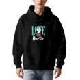 thumbnail image 2 of Men's Long Sleeve Hoodie Pullover Sweatshirt with Pockets - Teal & White ' LOVE ' Graphic Football Design Relaxed Fit, 2 of 7