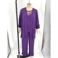 thumbnail image 4 of TSSOE Women's 3 Pieces Dress Suit Chiffon Plus Size Mother of The Bride Pants Suit Wedding Guest Purple L, 4 of 6