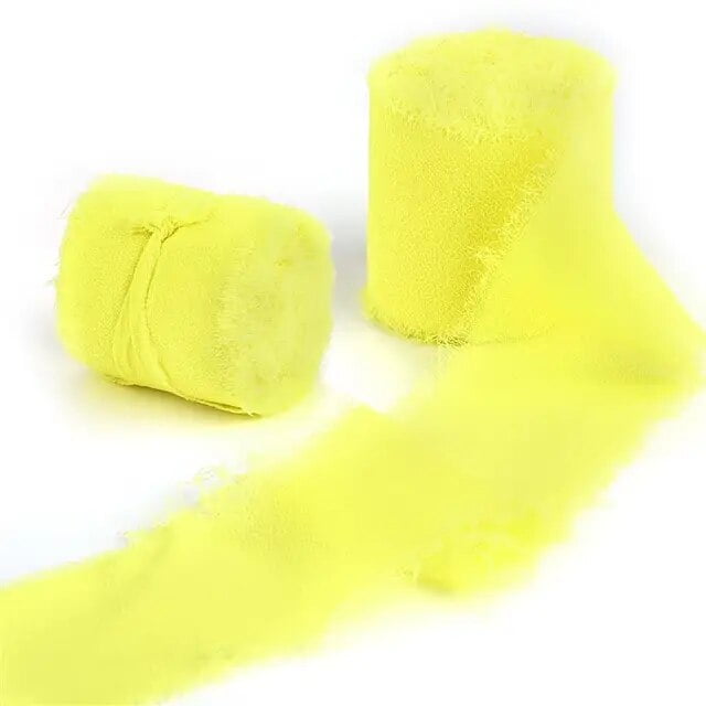 Edged Chiffon Ribbon Silk-Like Ribbons Wedding Invitation Bouquet Fabric Ribbons 4cmx5m Christmas Decoration Gift Wrapping