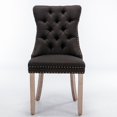 thumbnail image 3 of PORKISS Black Dining Chairs Set of 2, Flax Upholstered Tufted Dining Room Chair with Back Ring and Nailhead Trim, Modern Velvet Chairs with Solid Wood Legs for Kitchen, 3 of 10