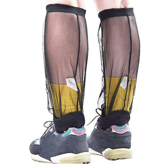Summer Outdoor Camping Anti- Bite Leggings Mesh Breathable Foot Covers Black
