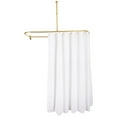 thumbnail image 3 of Utopia Alley Rustproof Wall Mounted Aluminum D-shape Shower Rod With Ceiling Support for Freestanding Tubs, 60 Inch Large Size by 25 Inch, Gold + White Shower Curtain 180x70inch, 3 of 9