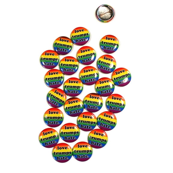 25 Pack - Love Trumps Hate Rainbow Pride Flag Pinback Buttons - 1 Inch Round