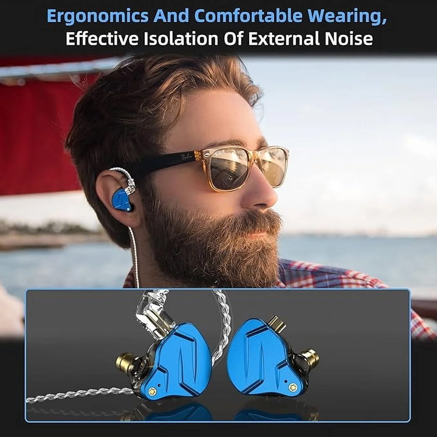 KZ ZSN PRO X in-Ear Earbud Headphones with Mic Dual Driver 1BA+1DD Hybrid Wired Gaming Earbuds Earphones Compatible with Android, iPhone, iPad, Laptops, MP3 and Most 3.5mm Interface (Blue with Mic)