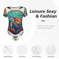 thumbnail image 6 of Rateoe Sea Turtle in Coral Printed Women Rash Guard Short Sleeve,Tummy control Swimsuit Surfing Swimsuit Bathing Suit Short-sleeved Onesie UPF 50+, 6 of 6
