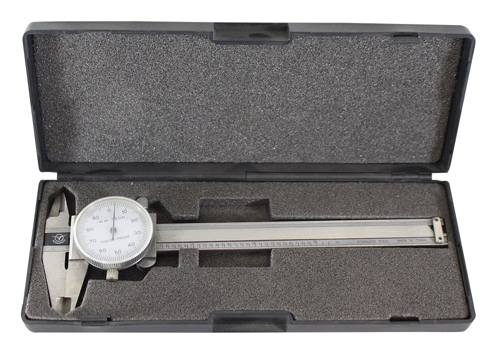 PRECISE 4" (10.2 cm) Dial Vernier Caliper | 0.001" Graduation | Stainless Steel & Satin Chrome Finish | 4-Way Measurement | Comes with Plastic Case