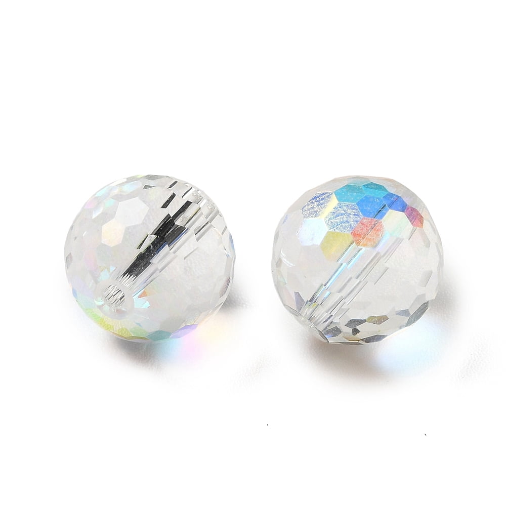 Glass K9 Glass Imitation Austrian Crystal Beads Faceted(128 Facets) Round Clear AB 10mm Hole: 1.5mm