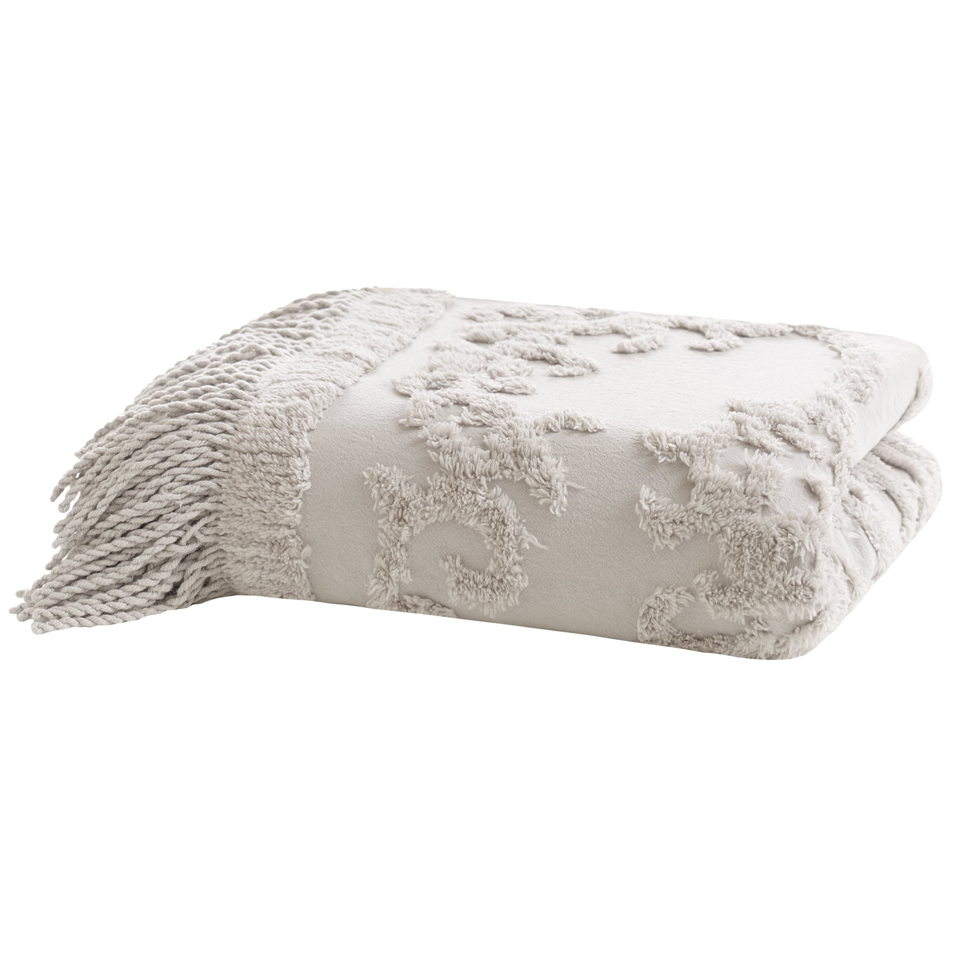 Madison Park Gray Chenille Tufted Throw, 50