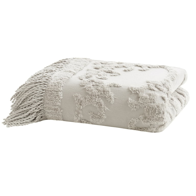 Madison Park Gray Chenille Tufted Throw 50