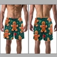 thumbnail image 3 of luoweisi Men's Beach Shorts Quick Dry Swim Trunks with Mesh Lining Christmas Gingerbread Man L, 3 of 5