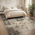 thumbnail image 3 of ODIKA Throw Tan Vintage Distressed Boho Farmhouse Scroll Border Non-Slip Flatwoven for Living Room, Under Sectional, Family, 3 of 7