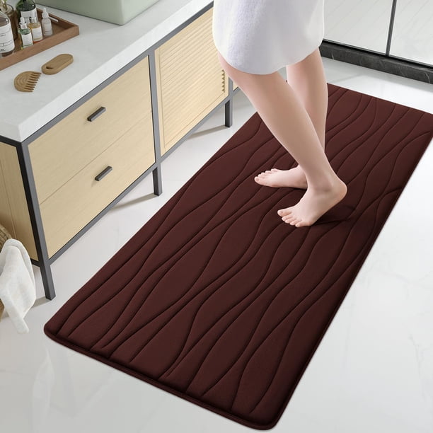 Alfombra de baño Buganda, espuma viscoelástica, 44 x 24 cm, extra suave, color marrón