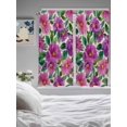 thumbnail image 3 of Purple Flowers Bathroom Window Curtain, Spring Watercolor Floral Leaves Botanical Beige Light Filtering Coffee Kitchen Curtains, Bedroom Living Room Curtains 2 Panel 84"x63", 3 of 6