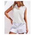 thumbnail image 6 of Tank Top for Women 2026 Summer Satin V Neck Pleated Sleeveless Blouses Casual Business Outfits White XXL, 6 of 9