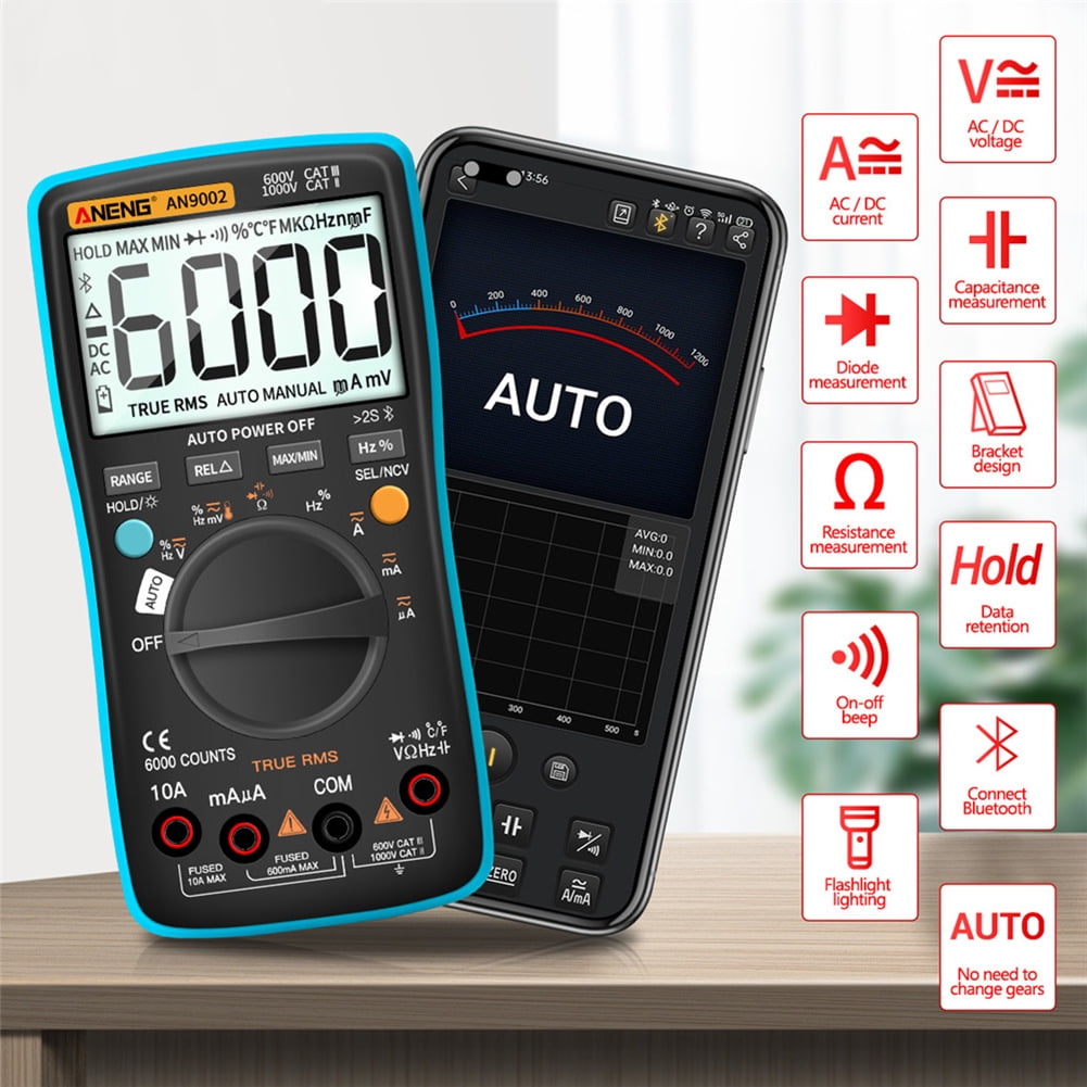 Bluetooth Digital Multimeter 6000 Counts AC/DC Current Voltage Tester Meter 