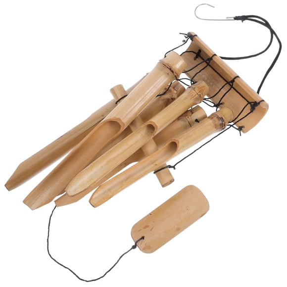 HONITANO 1Set Khaki Bamboo Wind Chime for Patio and Balcony Decor 26.4x4.3x1.6in