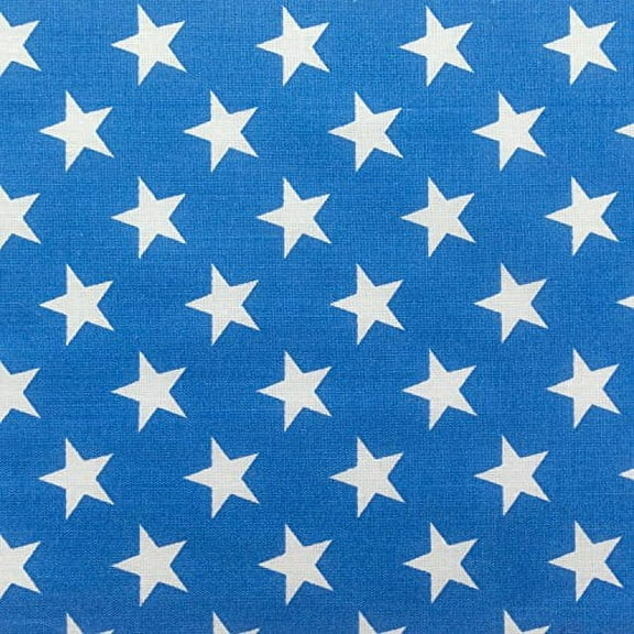 Lillycraft Patriotic Stars on Blue PolyCotton Fabric 58-60 Inches Wide and Sold by The Yard