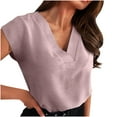 thumbnail image 4 of Diufon Women's Dressy Tops Casual Loose Cap Sleeve Tunic V Neck Shirts Trendy Solid Color Business Blouse, 4 of 7
