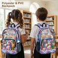 thumbnail image 3 of FKELYI Clear Backpack for Girls 17 Inch Schoolbag Lightweight Kids Backpacks Pink Bow Horse Fish Scale Print Transprent Book Bag for Primary School Daypack Rucksack, 3 of 7