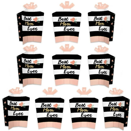 Big Dot of Happiness Best Mom Ever - Table Decorations - Mother's Day Party Fold and Flare Centerpieces - 10 Count