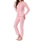 thumbnail image 4 of Conjunto de lounge para mujeres INSPIRE CHIC de algodón, botón arriba, con un lindo patrón impreso, manga larga, cuello con muesca, conjunto de pantalones con bolsillos, pijama M Cherry, 4 of 6