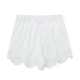thumbnail image 4 of HH TRAF 2024 Pantalones cortos ajustados casuales para mujer, blancos, de cintura media, elásticos, con cordones, ahuecados, decorados, pantalones cortos de verano para mujer, a la moda, 4 of 5