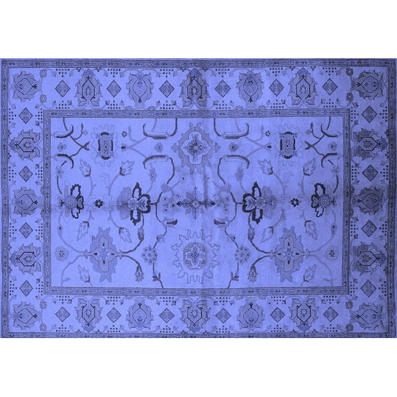 Ahgly Company Machine Washable Indoor Rectangle Oriental Blue Traditional Area Rugs, 2' x 3'