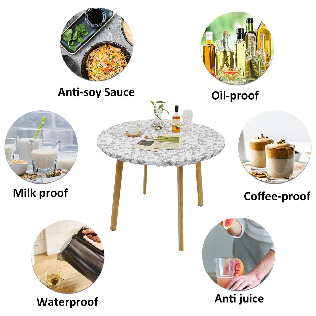 Indoor Outdoor Fitted Vinyl Round Tablecloth with Flannel Backing – picture 7