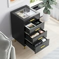 thumbnail image 2 of Algherohein 4 Drawer Dressers for Bedroom,Chest of Drawers with Glass Desktop,Black, 2 of 5