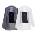 thumbnail image 4 of sunsanly Summer Chiffon Shirt Lapel Long Sleeve Single Breasted Shirt Coat Solid Color Thin Sun Protection Clothing Women Shirt Tops, 4 of 8