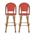 thumbnail image 2 of Cortina Wicker and Aluminum Outdoor 29.5 Inch Barstools, Set of 2, Red and Bamboo Finish, 2 of 8