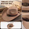 thumbnail image 2 of Qwertyu Western Cowboy Hat for Men Women Classic Roll Up Fedora Hat Jazz Cap with Buckle Belt Beige, 2 of 6