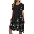 thumbnail image 3 of JuneFish Women's Summer Short Sleeve Casual Dress Patchwork Design Dress with Pockets, 3 of 6