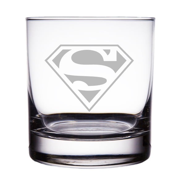 Super Man Engraved 10 oz Rock Glass