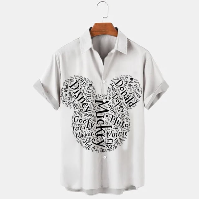 Disney Anime 3D Mickey Mouse Print Men Shirt Summer Loose Short Sleeve Casual Shirt Hawaiian Shirt Shirt Top Plus Size Hot SaleXL Gao Jinjia LED