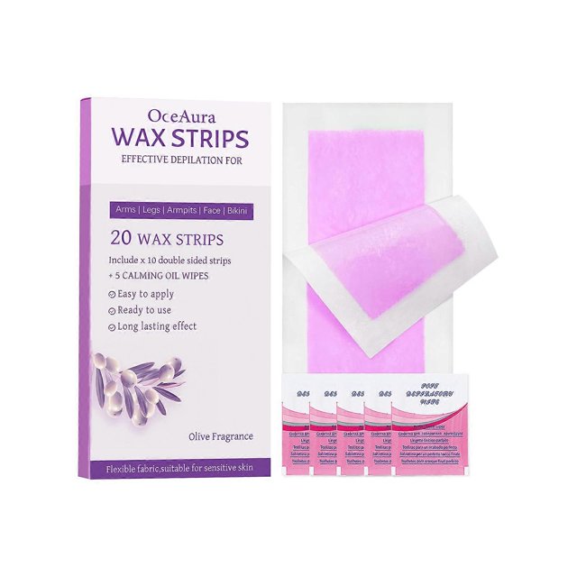 Facial and body hair removal wax strips gently cleanse, nourish, and smooth the skin for daily hair removal care.