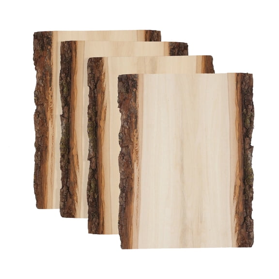 Foggy Bottom Woodworks Premium Basswood Bark Live Edge Plank, Small, 4-Pack