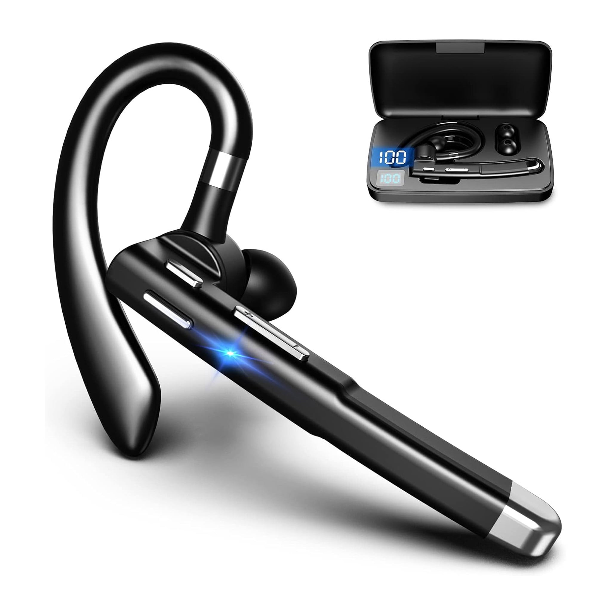 Bluetooth Headset for Cell Phones 500Hrs Standby Time with LED Charging Case 270 Degrees Rotatable Mic Hands Free Bluetooth 5.4 Version