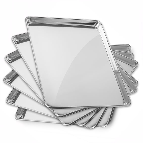 GRIDMANN 15" x 21" Commercial Grade Aluminum Cookie Sheet Baking Tray Pan Three Quarter Sheet - 6 Pans