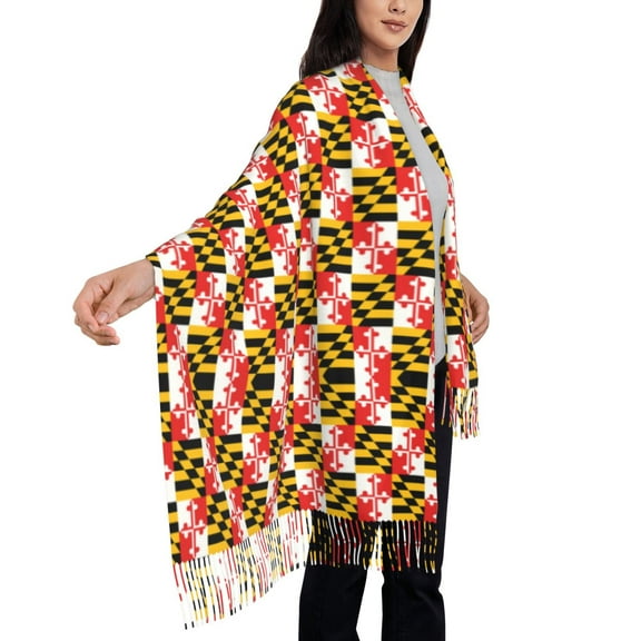Women Maryland Flag Pattern Scarf Large Shawls For Travel Office