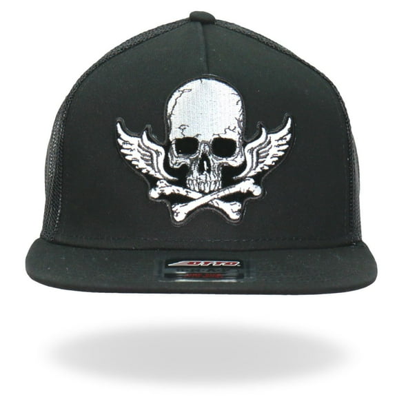 Hot Leathers GSH2017 Skull Bones Wings Snapback Hat One Size