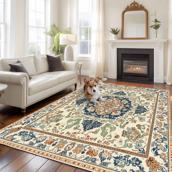 5'x8' Area Rugs, Southwestern Indoor Outdoor Area Rug for Living Room Bedroom, Heritage Antique Boho-Chic Country Washable Bathroom Rugs Kitchen Floor Carpet Mats Home Decor Aesthetic