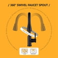 thumbnail image 3 of Grifo de cocina Hiqufet negro con pulverizador desplegable de acero inoxidable, 3 of 7