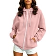 thumbnail image 2 of Mifsaly Womens Zip Up Hoodies Women Oversized Hooded Sweatshirt Casual Loose Fit Long Sleeve Athletic Jacket with Pockets for Everyday Activewear Lounge Pink,XXL, 2 of 9