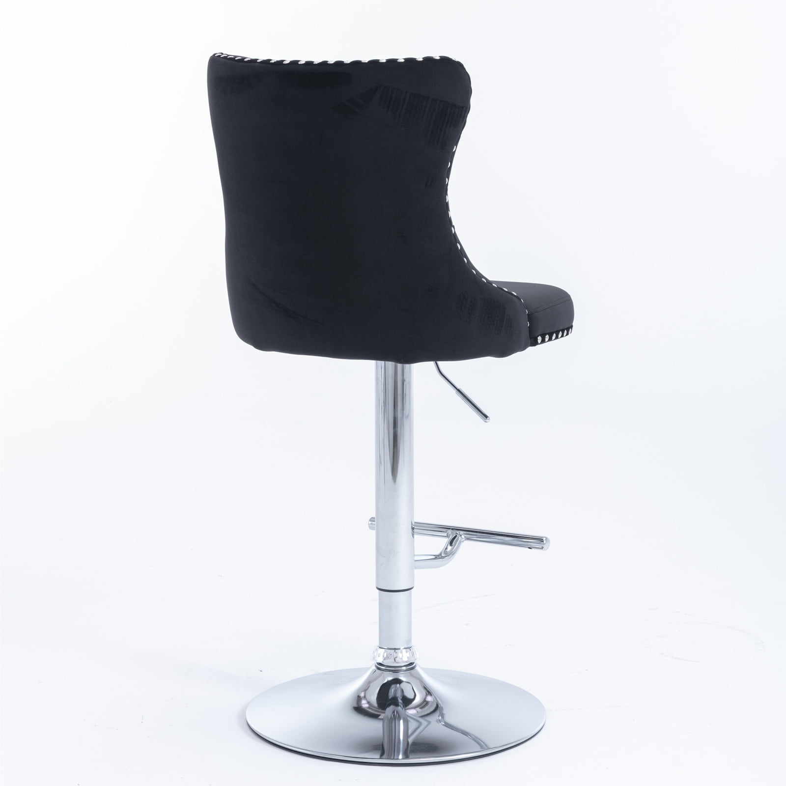 Swivel Bar Stools of 2, LegaHome Velvet Counter Height Barstools, 25-33 Inch Adjustable Height Bar Stools for Kitchen Counter, Modern Upholstered Kitchen Island Chairs, 300lbs Capacity, Black