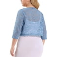 thumbnail image 3 of Agnes Orinda Women's Plus Size Elegant Floral Lace Hollow Out Tie Crop Shrug Cardigan, 3 of 6